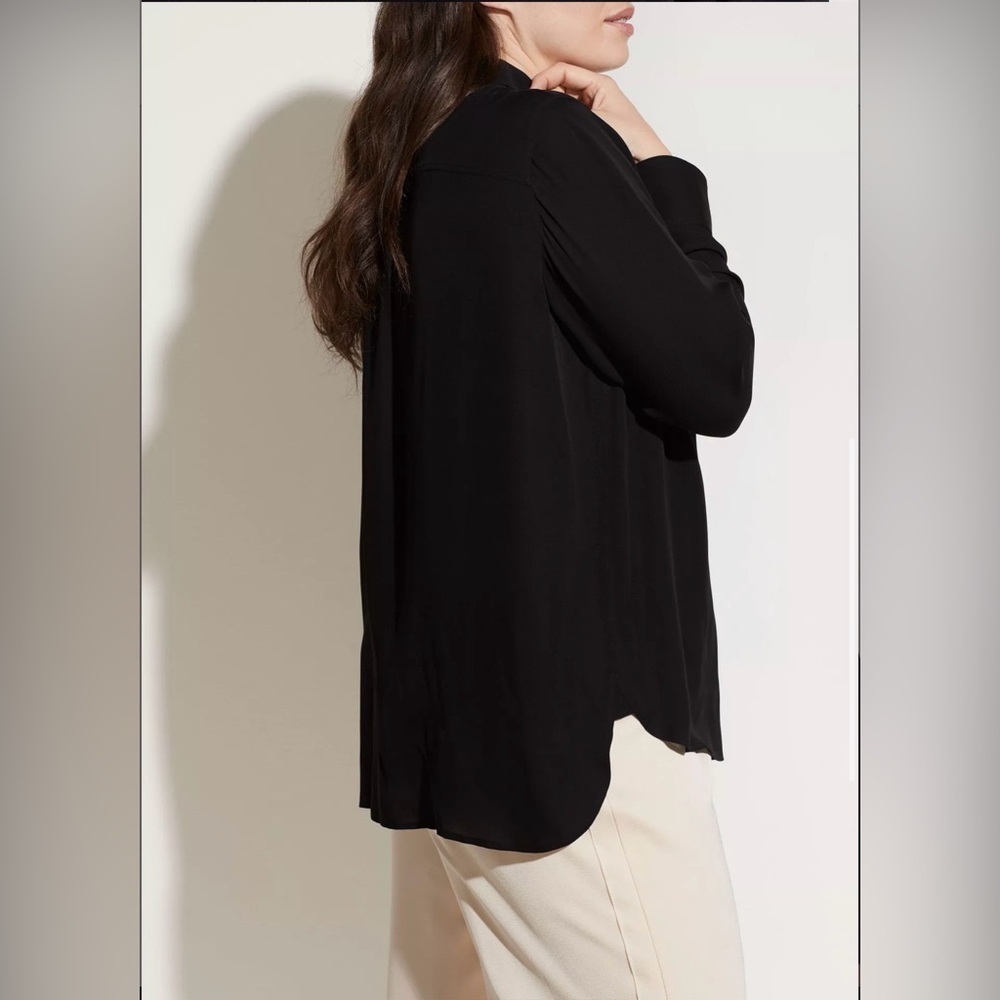Vince Silk Button Down Blouse Black Relaxed Fit XXL NWT Minimal Luxury - Picture 3 of 9